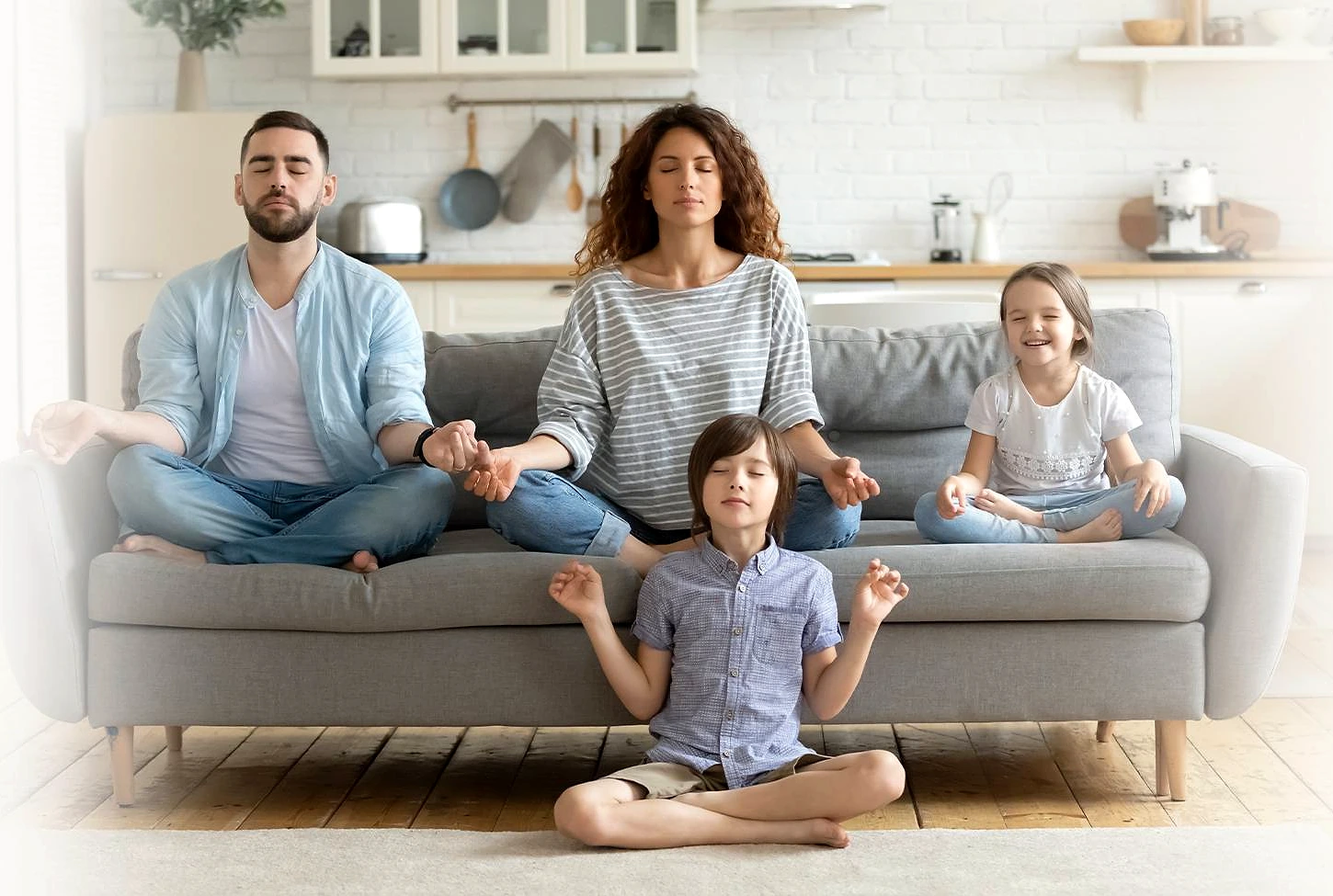 A family relaxing together at home